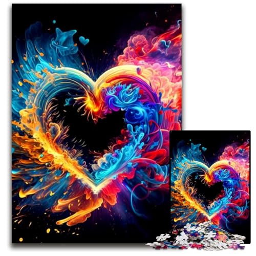 Puzzle für Erwachsene, 1000 Teile, buntes Herz-Puzzle für Erwachsene, schwieriges Denkspiel für Jugendliche, 26x38cm von LGSHENG