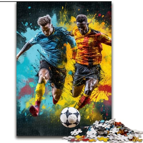 Puzzle für Erwachsene, 1000 Teile, farbenfrohes Fußball-Sport-Puzzle, anspruchsvolles DIY-Dekorationsspiel, interaktives Familienspielzeug (Größe: 26x38cm) von LGSHENG