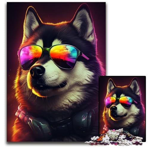 Puzzle für Erwachsene, 1000 Teile, farbenfrohes Husky-Puzzle für Erwachsene, hochschwieriges Denkspiel für Jugendliche, 26x38cm von LGSHENG