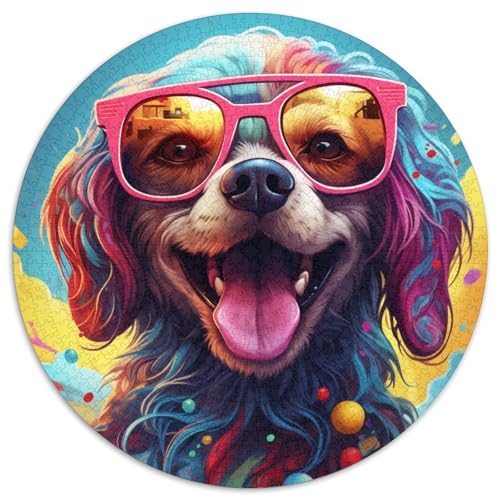 Puzzle für Erwachsene, 1000 Teile, farbenfrohes Kunst-Hunde-Puzzle für Erwachsene, interaktives Familienspiel, DIY-Heimdekoration, Gehirn-Herausforderung, Geschenk, 67,5 x 67,5 cm von LGSHENG
