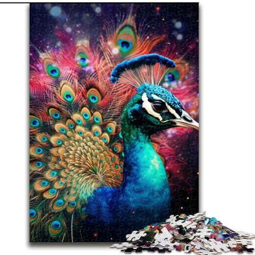Puzzle für Erwachsene, 1000 Teile, farbenfrohes Kunst-Pfauen-Puzzle, Spielgeschenk für Erwachsene, interaktives Familienspiel, Gehirn-Herausforderungsgeschenk (Größe: 26x38cm) von LGSHENG
