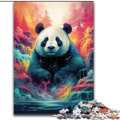 Puzzle für Erwachsene, 1000 Teile, farbenfrohes Panda-Kunst-Puzzle, anspruchsvolles Denkspiel für Teenager, perfekt als Heimdekoration oder Geschenk (Größe: 26x38cm) von LGSHENG