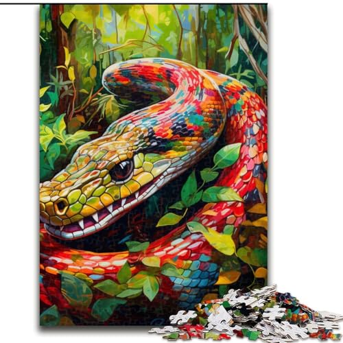 Puzzle für Erwachsene, 1000 Teile, farbenfrohes Schlangen-Kunstpuzzle für Familienspaß, perfekt für Feiertage, interaktive Spieleabende (Größe: 50x75cm) von LGSHENG