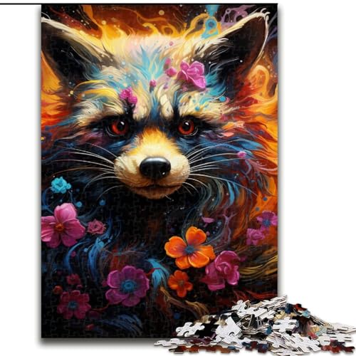 Puzzle für Erwachsene, 1000 Teile, farbenfrohes Waschbär-Kunstpuzzle für Familienspaß, perfekt für den Urlaub, interaktive Spieleabende (Größe: 50x75cm) von LGSHENG