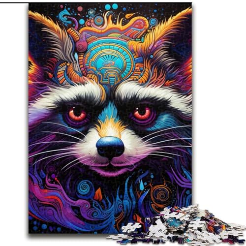 Puzzle für Erwachsene, 1000 Teile, farbenfrohes Waschbär-Puzzle, Spieleabend für die ganze Familie, herausforderndes und lohnendes visuelles Erlebnis (Größe: 26x38cm) von LGSHENG