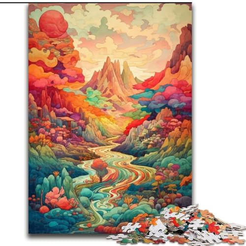 Puzzle für Erwachsene, 1000 Teile, farbenfrohes absurdes Landschaftspuzzle für Teenager, Familienspieleabend, hirnfordernde Geschenkidee (Größe: 50x75cm) von LGSHENG