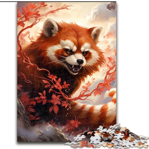 Puzzle für Erwachsene, 1000 Teile, farbenfrohes rotes Panda-Puzzle, Familienbindungsaktivität, einzigartiges Geschenk für Feiertage und Geburtstage (Größe: 50x75cm) von LGSHENG