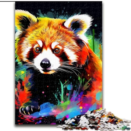 Puzzle für Erwachsene, 1000 Teile, farbenfrohes rotes Panda-Puzzle, anspruchsvolles DIY-Dekorationsspiel, interaktives Familienspielzeug (Größe: 50x75cm) von LGSHENG