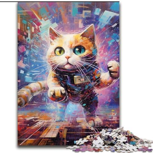 Puzzle für Erwachsene, 1000 Teile, futuristisches Katzenpuzzle, anspruchsvolles Denkspiel für Teenager, perfekt als Heimdekoration oder Geschenk (Größe: 50x75cm) von LGSHENG