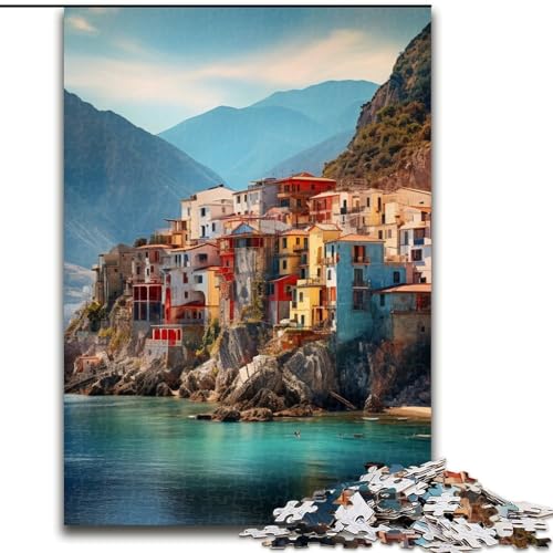 Puzzle für Erwachsene, 1000 Teile, italienische Küstenlandschaft, anspruchsvolles Denkspiel, Familienaktivität, Heimdekoration, (Größe: 26x38cm) von LGSHENG