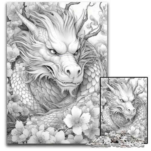 Puzzle für Erwachsene, 1000 Teile, japanische Drachenkirsche, unmögliches Puzzle für Erwachsene, ideal für Familienspaß, Entspannung, 26x38cm von LGSHENG