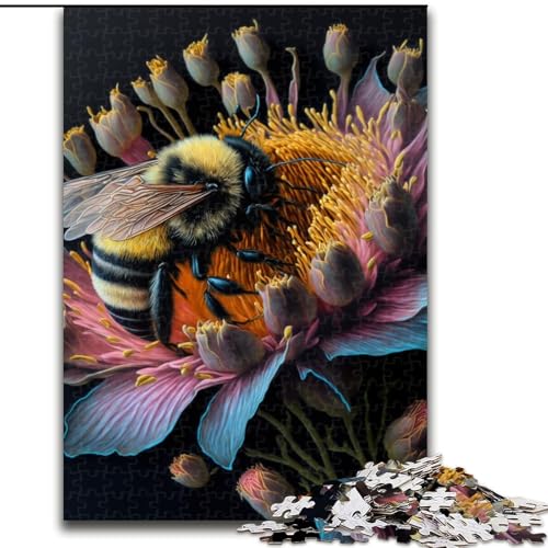 Puzzle für Erwachsene, 1000 Teile, mit Blumen Verziertes Hummel-Puzzle, Heimdekoration, Denksportspiel für Teenager und Familieninteraktion (Größe: 26x38cm) von LGSHENG