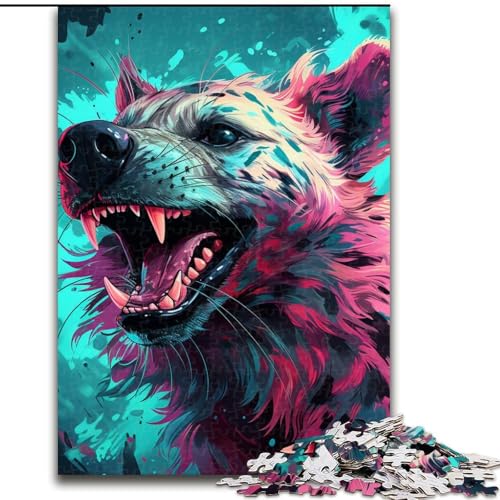 Puzzle für Erwachsene, 1000 Teile, psychedelisch, die Hyäne, anspruchsvolles Denkspiel, Familienaktivität, Heimdekoration, (Größe: 26x38cm) von LGSHENG