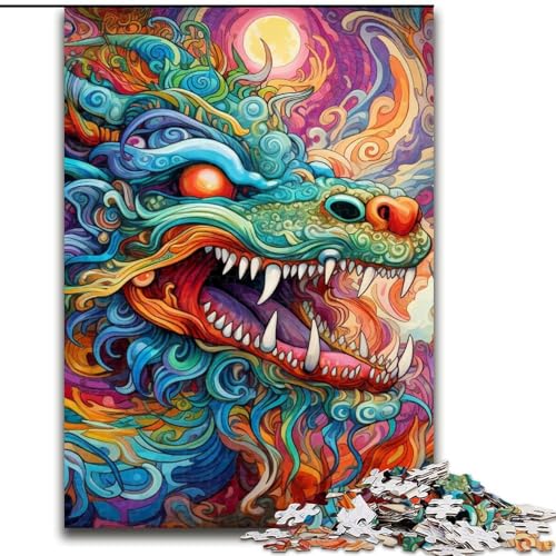 Puzzle für Erwachsene, 1000 Teile, psychedelische Kunst, Drachen-Puzzle, anspruchsvolles Denkspiel, Familienaktivität, Heimdekoration, (Größe: 50x75cm) von LGSHENG