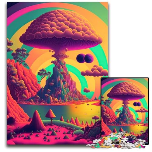 Puzzle für Erwachsene, 1000 Teile, psychedelische Natur, farbenfrohe Heimdekoration und interaktives Familienspiel, 50x75cm von LGSHENG