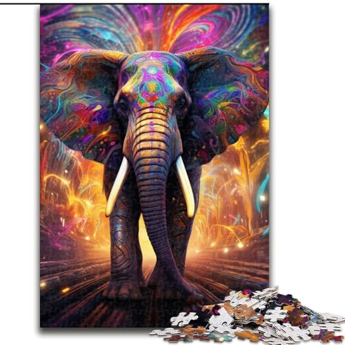 Puzzle für Erwachsene, 1000 Teile, psychedelisches Elefanten-Puzzle, anspruchsvolles Denkspiel für Teenager, Spaß für den Spieleabend mit der Familie (Größe: 26x38cm) von LGSHENG