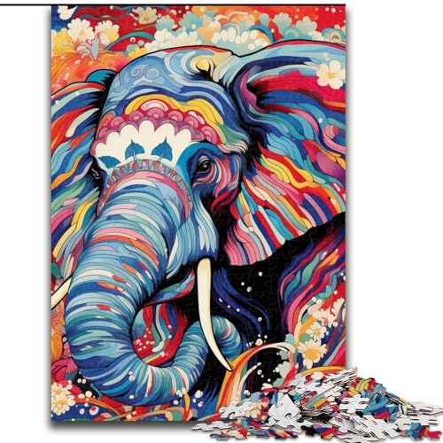Puzzle für Erwachsene, 1000 Teile, psychedelisches Elefanten-Puzzle, anspruchsvolles Denkspiel für Teenager, perfekt als Heimdekoration oder Geschenk (Größe: 26x38cm) von LGSHENG