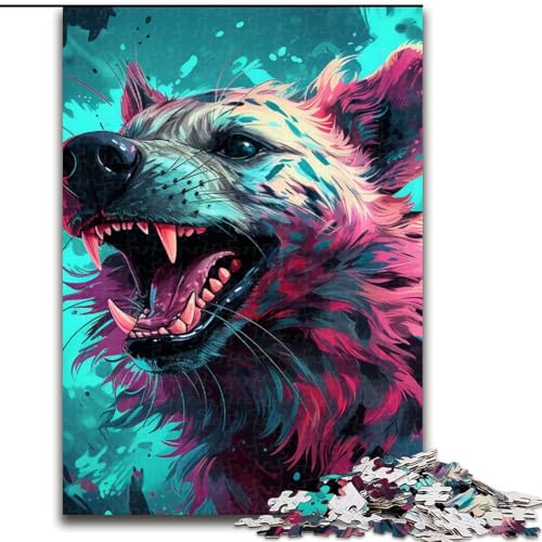 Puzzle für Erwachsene, 1000 Teile, psychedelisches Hyänen-Puzzle, anspruchsvolles Denkspiel für Teenager, perfekt als Heimdekoration oder Geschenk (Größe: 50x75cm) von LGSHENG