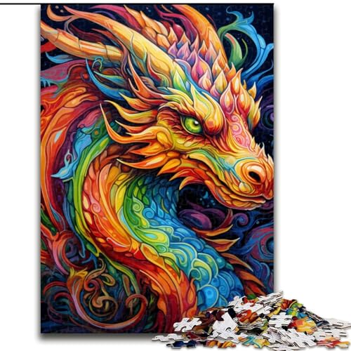 Puzzle für Erwachsene, 1000 Teile, psychedelisches Kunst-Drachen-Puzzle, anspruchsvolles DIY-Dekorationsspiel, interaktives Familienspielzeug (Größe: 50x75cm) von LGSHENG