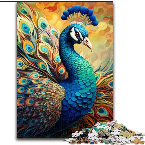 Puzzle für Erwachsene, 1000 Teile, psychedelisches Pfauen-Puzzle, Spielgeschenk für Erwachsene, interaktives Familienspiel, Gehirn-Herausforderungsgeschenk (Größe: 26x38cm) von LGSHENG