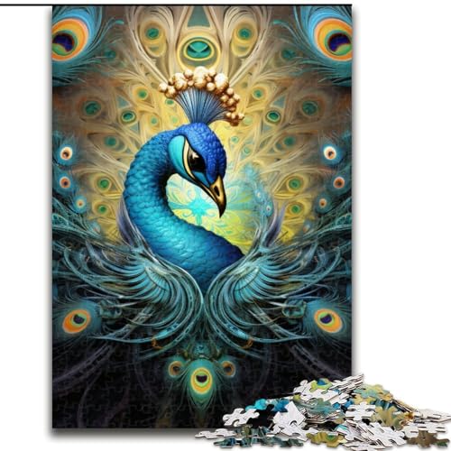 Puzzle für Erwachsene, 1000 Teile, psychedelisches Pfauenpuzzle, anspruchsvolles Denkspiel für Teenager, perfekt als Heimdekoration oder Geschenk (Größe: 50x75cm) von LGSHENG