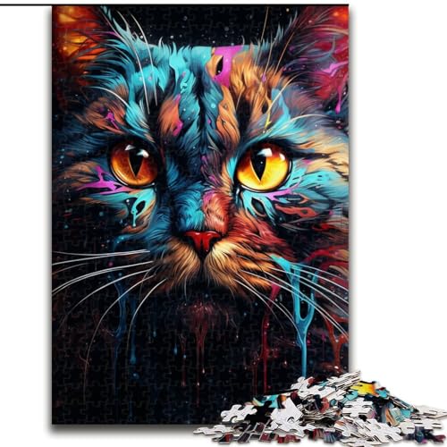 Puzzle für Erwachsene, 1000 Teile, psychedelisches Tier-Katzen-Puzzle, anspruchsvolles Denkspiel für Teenager, perfekt als Heimdekoration oder Geschenk (Größe: 26x38cm) von LGSHENG