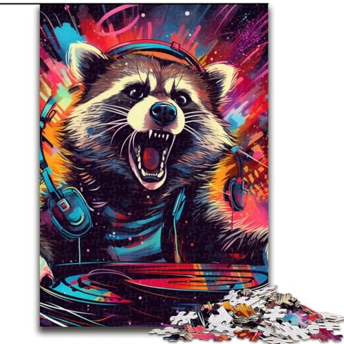Puzzle für Erwachsene, 1000 Teile, psychedelisches Tier-Waschbär-Puzzle, ideal für Teenager und Sammler, Reisegeschenk, Familienaktivität (Größe: 26x38cm) von LGSHENG