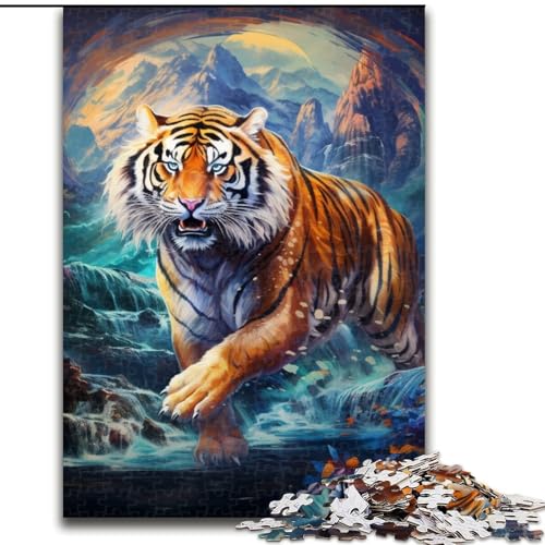 Puzzle für Erwachsene, 1000 Teile, psychedelisches Tiger-Puzzle, anspruchsvolles DIY-Dekorationsspiel, interaktives Familienspielzeug (Größe: 50x75cm) von LGSHENG