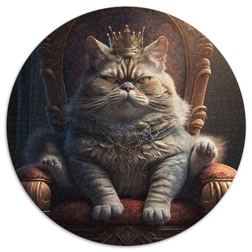 Puzzle für Erwachsene, 1000 Teile, rund, Katzenkönig, Papierpuzzle, interaktives Familienspiel, Denksportaufgabe, Geschenk, Lernspielzeug (67,5 x 67,5 cm) von LGSHENG