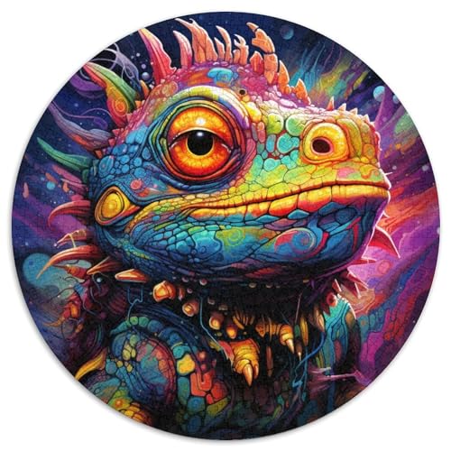 Puzzle für Erwachsene, 1000 Teile, rundes Papierpuzzle „Chamäleon“, interaktives Familienspiel, Denksportaufgabe, Geschenk, Lernspielzeug (67,5 x 67,5 cm) von LGSHENG
