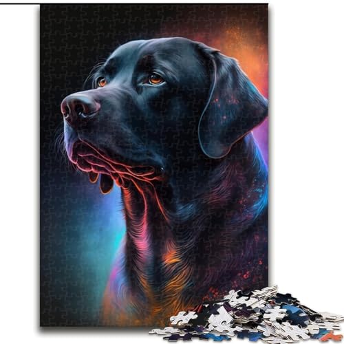 Puzzle für Erwachsene, 1000 Teile, schwarzer Golden Retriever, anspruchsvolles Denkspiel für Teenager, perfekt als Heimdekoration oder Geschenk (Größe: 26x38cm) von LGSHENG