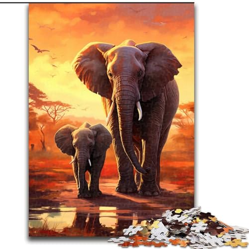 Puzzle für Erwachsene, 1000 Teile, wunderschönes, farbenfrohes Elefanten-Puzzle, Heimdekoration, Denksportspiel für Teenager und Familieninteraktion (Größe: 26x38cm) von LGSHENG
