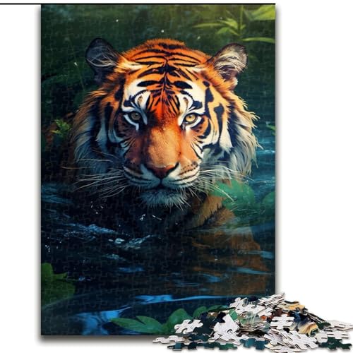 Puzzle für Erwachsene, 1000 Teile, wunderschönes Tigergemälde, anspruchsvolles Denkspiel für Teenager, Spaß für den Familienspielabend (Größe: 26x38cm) von LGSHENG