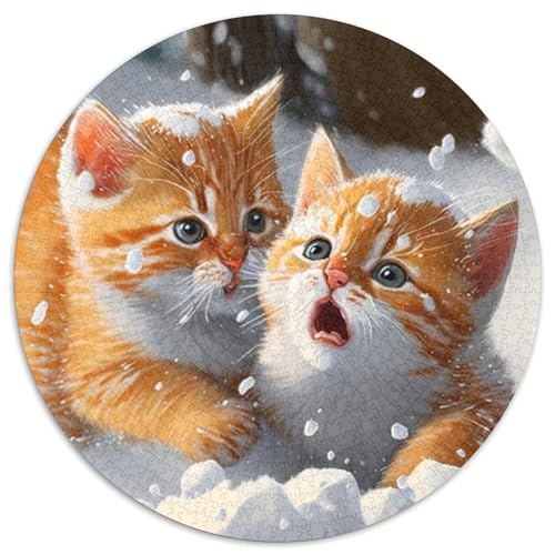 Puzzle für Erwachsene, 1000 Teile „Kätzchen im Schnee“, runde Puzzles, interaktives Familienspiel, Denksportaufgabe, Lernspielzeug, 67,5 x 67,5 cm Puzzle für Erwachsene, 1000 Teile „Kätzchen im Schnee“, runde Puzzles, interaktives Familienspiel, Denksportaufgabe, Lernspielzeug, 67,5 x 67,5 cm von LGSHENG