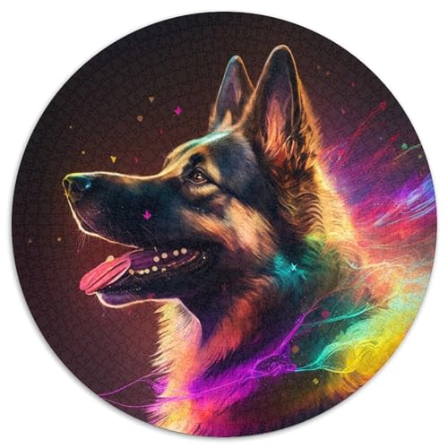 Puzzle für Erwachsene, 1000 Teile Fantasie Deutscher Schäferhund, rundes Puzzle, interaktives Familienspiel, Gehirn-Herausforderung, Lernspielzeug, 67,5 x 67,5 cm Puzzle für Erwachsene, 1000 Teile Fantasie Deutscher Schäferhund, rundes Puzzle, interaktives Familienspiel, Gehirn-Herausforderung, Lernspielzeug, 67,5 x 67,5 cm von LGSHENG