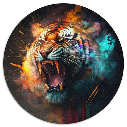 Puzzle für Erwachsene, 1000 Teile Fantasy-Tiger, rund, aus Pappe, anspruchsvolles Denkspiel für Teenager, perfekt als Heimdekoration oder Geschenk, 67,5 x 67,5 cm Puzzle für Erwachsene, 1000 Teile Fantasy-Tiger, rund, aus Pappe, anspruchsvolles Denkspiel für Teenager, perfekt als Heimdekoration oder Geschenk, 67,5 x 67,5 cm von LGSHENG