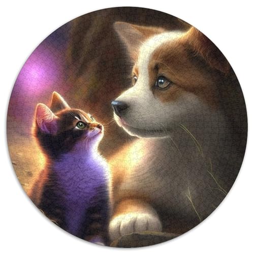 Puzzle für Erwachsene, 1000 Teile Kätzchen und Welpen, rund, aus Pappe, anspruchsvolles Denkspiel für Teenager, perfekt als Heimdekoration oder Geschenk, 67,5 x 67,5 cm Puzzle für Erwachsene, 1000 Teile Kätzchen und Welpen, rund, aus Pappe, anspruchsvolles Denkspiel für Teenager, perfekt als Heimdekoration oder Geschenk, 67,5 x 67,5 cm von LGSHENG