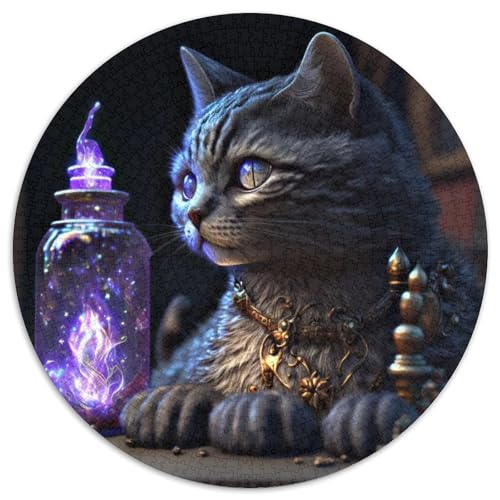 Puzzle für Erwachsene, 1000 Teile Zaubererkatze, rund, interaktives Familienspiel, Denksportaufgabe, Lernspielzeug, 67,5 x 67,5 cm Puzzle für Erwachsene, 1000 Teile Zaubererkatze, rund, interaktives Familienspiel, Denksportaufgabe, Lernspielzeug, 67,5 x 67,5 cm von LGSHENG