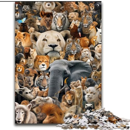 Puzzle für Erwachsene, 1000-teiliges Denkspiel mit afrikanischen Tieren für Teenager, Spieleabend mit der Familie (Größe: 26x38cm) von LGSHENG
