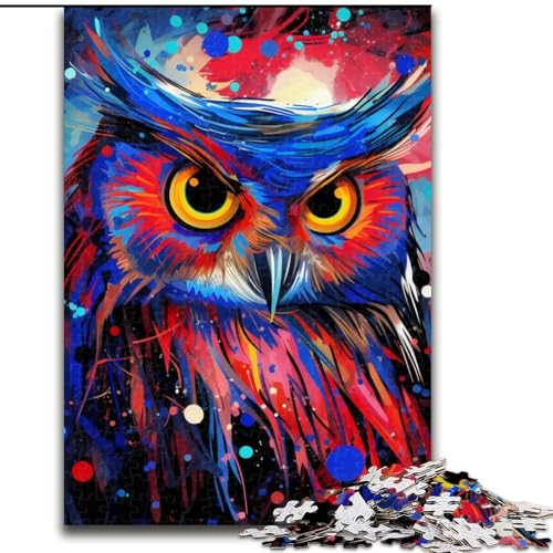 Puzzle für Erwachsene, 1000-teiliges Fantasy-Art-Eulen-Puzzle, Spielgeschenk für Erwachsene, interaktives Familienspiel, Gehirn-Herausforderungsgeschenk (Größe: 26x38cm) von LGSHENG