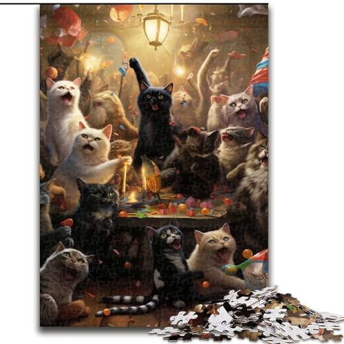 Puzzle für Erwachsene, 1000-teiliges Katzenparty-Puzzle, anspruchsvolles Denkspiel für Teenager, perfekt als Heimdekoration oder Geschenk (Größe: 50x75cm) von LGSHENG