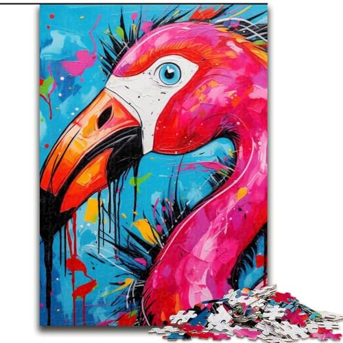 Puzzle für Erwachsene, 1000-teiliges Kunst-Puzzle Psychedelic Flamingo, anspruchsvolles Denkspiel für Teenager, perfekt als Heimdekoration oder Geschenk (Größe: 26x38cm) von LGSHENG