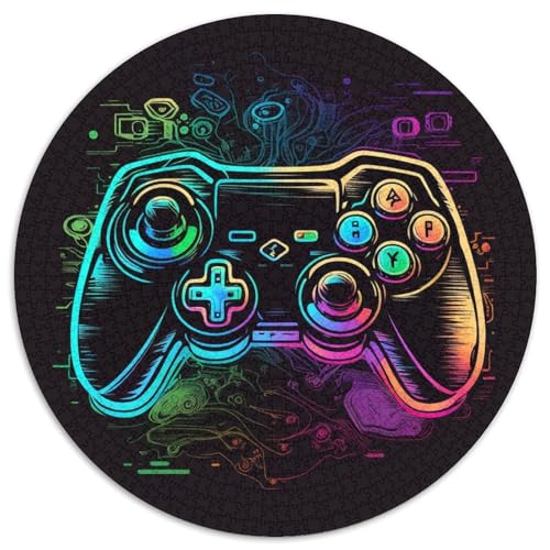 Puzzle für Erwachsene, 1000-teiliges Neon-Spiel, runde Papppuzzles, anspruchsvolles Denkspiel für Teenager, perfekt als Heimdekoration oder Geschenk, 67,5 x 67,5 cm von LGSHENG