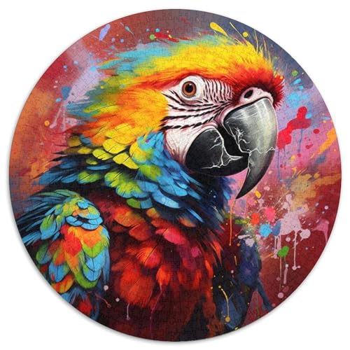 Puzzle für Erwachsene, 1000-teiliges Papageien-Puzzle, rund, interaktives Familienspiel, Denksportaufgabe, Lernspielzeug, 67,5 x 67,5 cm von LGSHENG
