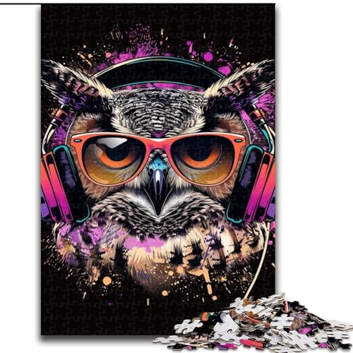 Puzzle für Erwachsene, 1000-teiliges Puzzle Eule mit Sonnenbrille, Familie und Freunde, geeignet für Kinder ab 14 Jahren (Größe: 26x38cm) von LGSHENG