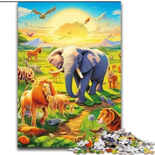 Puzzle für Erwachsene, 1000-teiliges Puzzle mit afrikanischen Tieren, anspruchsvolles Denkspiel für Teenager, perfekt als Heimdekoration oder Geschenk (Größe: 26x38cm) von LGSHENG