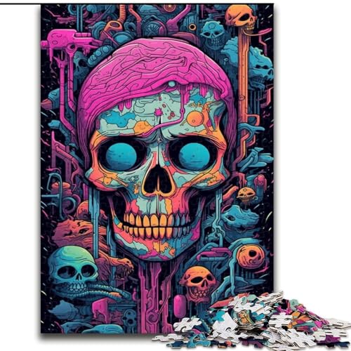 Puzzle für Erwachsene, 1000-teiliges Puzzle mit bunten Totenköpfen, Familie und Freunde, geeignet für Kinder ab 14 Jahren (Größe: 50x75cm) von LGSHENG