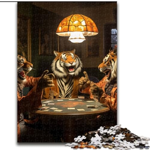 Puzzle für Erwachsene, 1000-teiliges Tiger-Poker-Puzzle für Familienspaß, perfekt für Feiertage, interaktive Spieleabende (Größe: 26x38cm) von LGSHENG