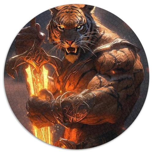 Puzzle für Erwachsene, 1000-teiliges Tiger-Puzzle aus rundem Karton, anspruchsvolles Denkspiel für Teenager, perfekt als Heimdekoration oder Geschenk, 67,5 x 67,5 cm Puzzle für Erwachsene, 1000-teiliges Tiger-Puzzle aus rundem Karton, anspruchsvolles Denkspiel für Teenager, perfekt als Heimdekoration oder Geschenk, 67,5 x 67,5 cm von LGSHENG