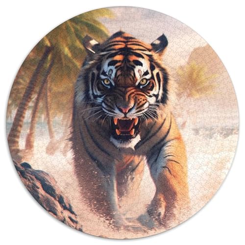 Puzzle für Erwachsene, 1000-teiliges Tiger-Puzzle aus rundem Karton, anspruchsvolles Denkspiel für Teenager, perfekt als Heimdekoration oder Geschenk, 67,5 x 67,5 cm Puzzle für Erwachsene, 1000-teiliges Tiger-Puzzle aus rundem Karton, anspruchsvolles Denkspiel für Teenager, perfekt als Heimdekoration oder Geschenk, 67,5 x 67,5 cm von LGSHENG